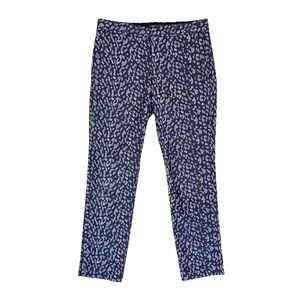 Banana Republic Womens Blue White Animal Print Chino Ryan Pants Size 4 Leopard